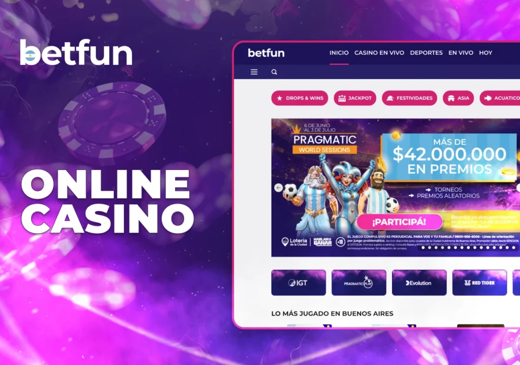 Plataforma Betfun Casino en Argentina con juegos online, apuestas deportivas y promociones